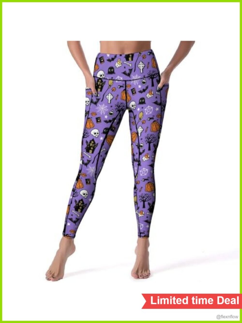High Waist Tummy Control Printed Leggings Yoga Pants with Pockets